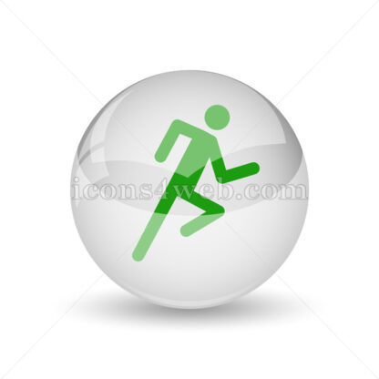 Running man glossy icon. Running man glossy button - Website icons