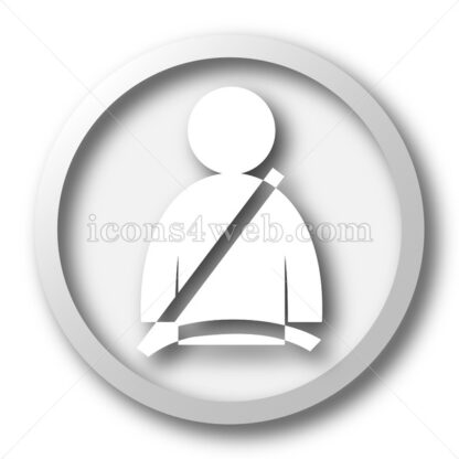 Safety belt white icon. Safety belt white button - Website icons
