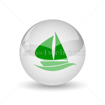 Sailboat glossy icon. Sailboat glossy button - Website icons