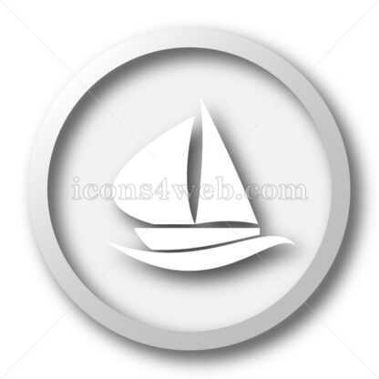 Sailboat white icon. Sailboat white button - Website icons