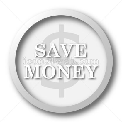 Save money white icon. Save money white button - Website icons