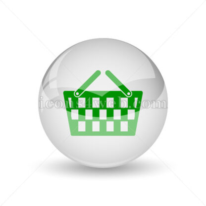 Shopping basket glossy icon. Shopping basket glossy button - Website icons