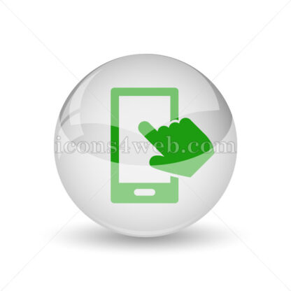 Smartphone with hand glossy icon. Smartphone with hand glossy button - Website icons
