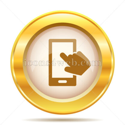 Smartphone with hand golden button - Website icons