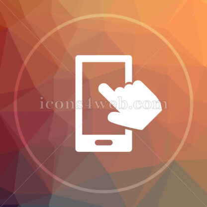 Smartphone with hand low poly icon. Website low poly icon - Website icons