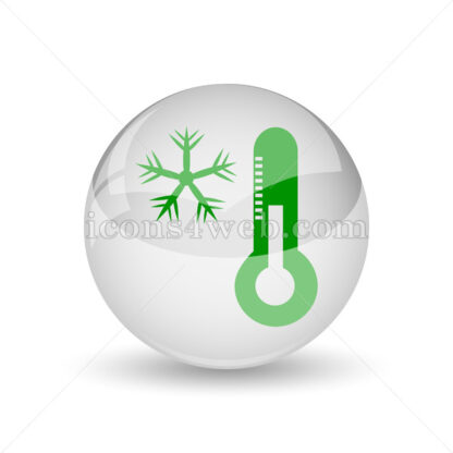 Snowflake with thermometer glossy icon. Snowflake with thermometer glossy button - Website icons