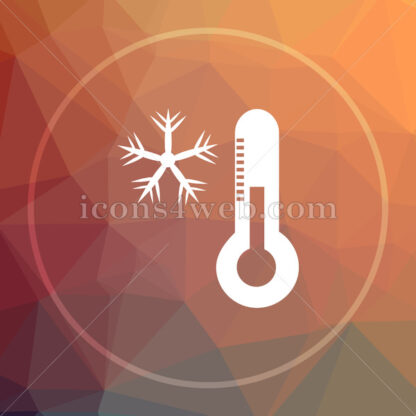 Snowflake with thermometer low poly icon. Website low poly icon - Website icons