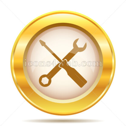Spanner and screwdriver golden button - Website icons