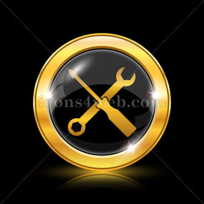 Spanner and screwdriver golden icon. - Website icons