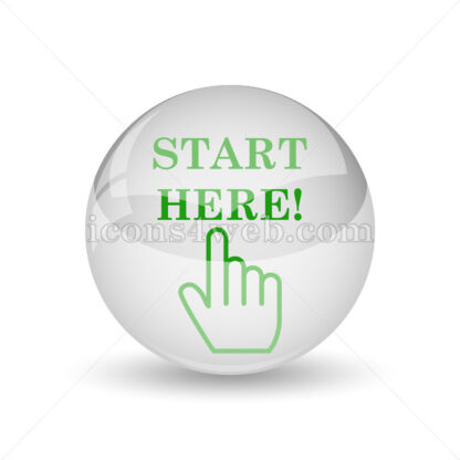 Start here glossy icon. Start here glossy button - Website icons