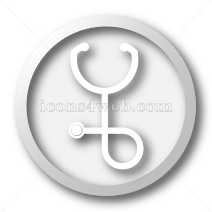Stethoscope white icon. Stethoscope white button - Website icons