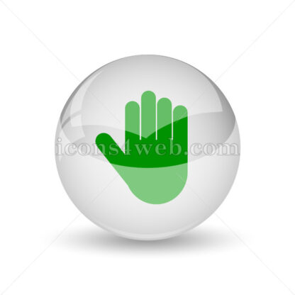 Stop hand glossy icon. Stop hand glossy button - Website icons