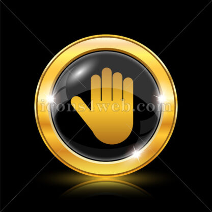 Stop hand golden icon. - Website icons
