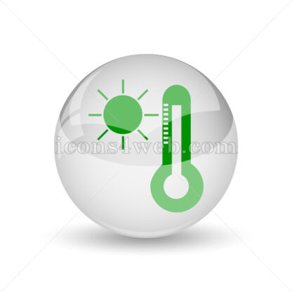 Sun and thermometer glossy icon. Sun and thermometer glossy button - Website icons