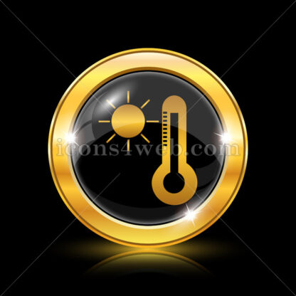 Sun and thermometer golden icon. - Website icons