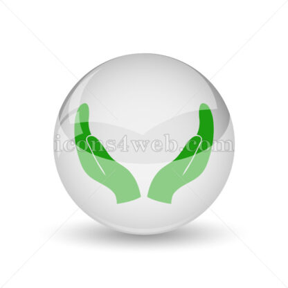 Supporting hands glossy icon. Supporting hands glossy button - Website icons