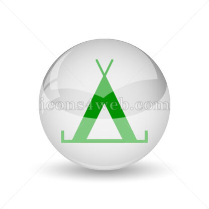 Tent glossy icon. Tent glossy button - Website icons