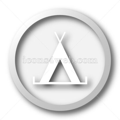 Tent white icon. Tent white button - Website icons
