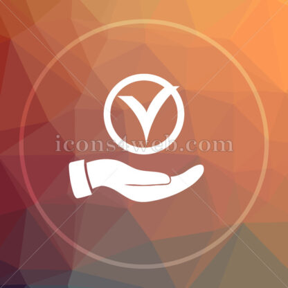 Tick with hand low poly icon. Website low poly icon - Website icons