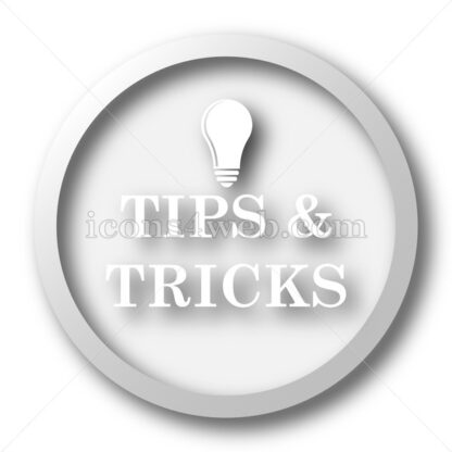 Tips and tricks white icon. Tips and tricks white button - Website icons