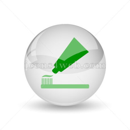 Tooth paste and brush glossy icon. Tooth paste and brush glossy button - Website icons