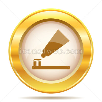 Tooth paste and brush golden button - Website icons