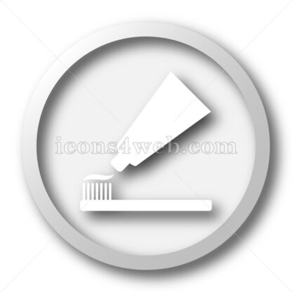 Tooth paste and brush white icon. Tooth paste and brush white button - Website icons