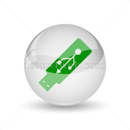Usb flash drive glossy icon. Usb flash drive glossy button - Website icons