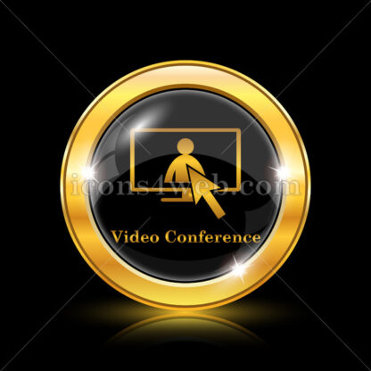 Video conference golden icon. - Website icons