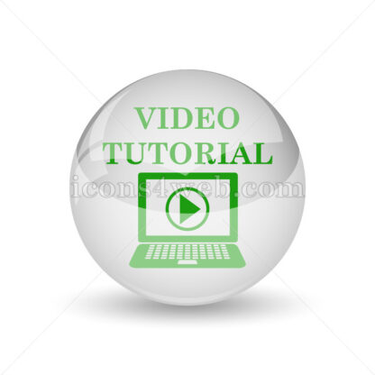 Video tutorial glossy icon. Video tutorial glossy button - Website icons