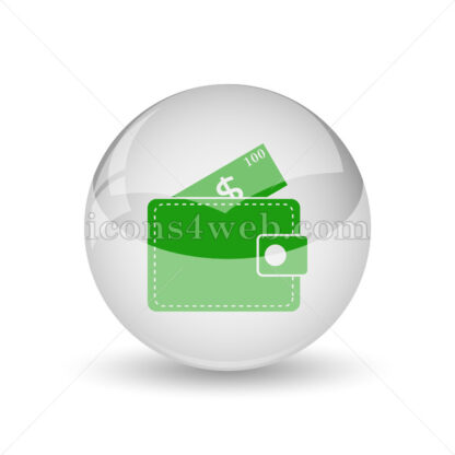 Wallet glossy icon. Wallet glossy button - Website icons