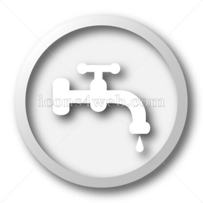 Water tap white icon. Water tap white button - Website icons