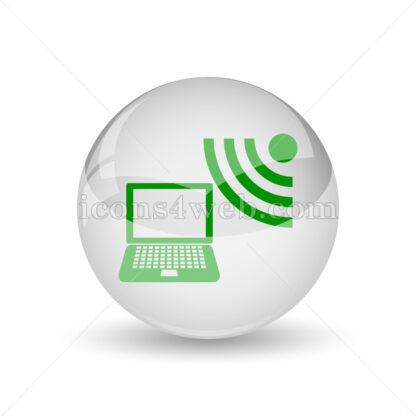 Wireless laptop glossy icon. Wireless laptop glossy button - Website icons