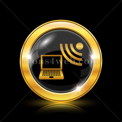Wireless laptop golden icon. - Website icons