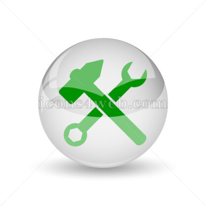 Wrench and hammer. Tools glossy icon. Tools  glossy button - Website icons
