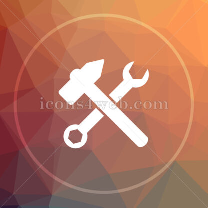 Wrench and hammer. Tools low poly icon. Website low poly icon - Website icons