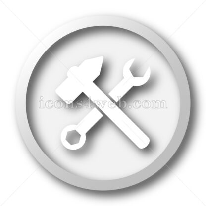 Wrench and hammer. Tools white icon. Tools  white button - Website icons