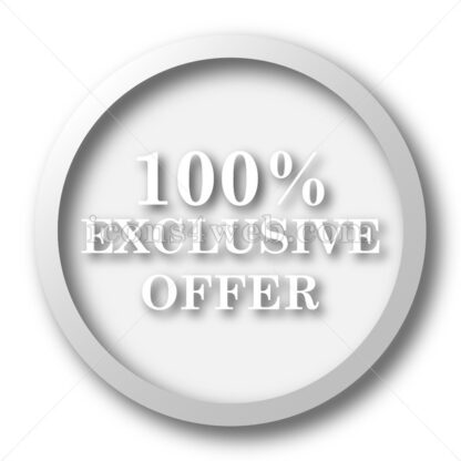 100% exclusive offer white icon button - Icons for website