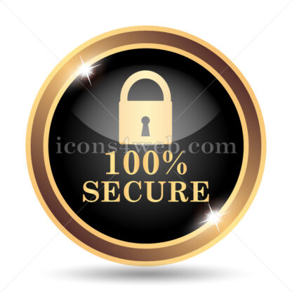 100 percent secure gold icon. - Website icons