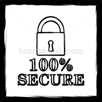 100 percent secure sketch icon. - Website icons