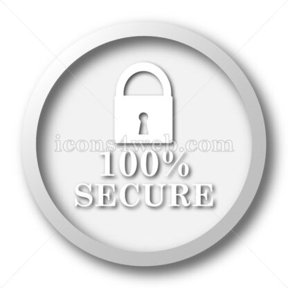 100 percent secure white icon button - Icons for website