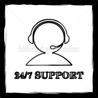 24-7 Support sketch icon. - Website icons