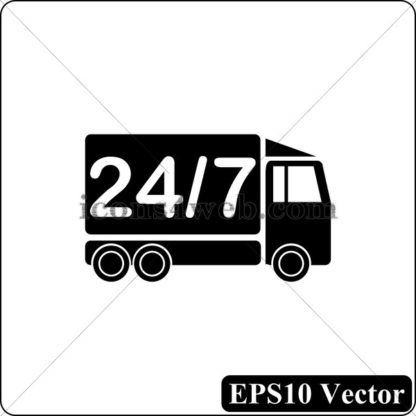 24 7 delivery truck black icon. EPS10 vector. - Website icons