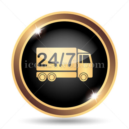 24 7 delivery truck gold icon. - Website icons