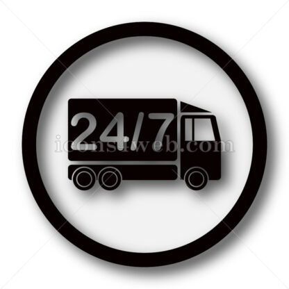 24 7 delivery truck simple icon. 24 7 delivery truck simple button. - Website icons