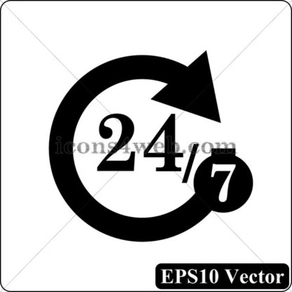24/7 black icon. EPS10 vector. - Website icons