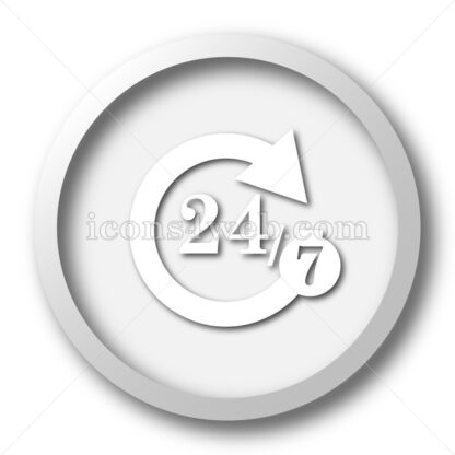 24/7 white icon. 24/7 white button - Website icons