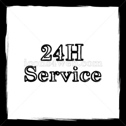 24H Service sketch icon. - Website icons