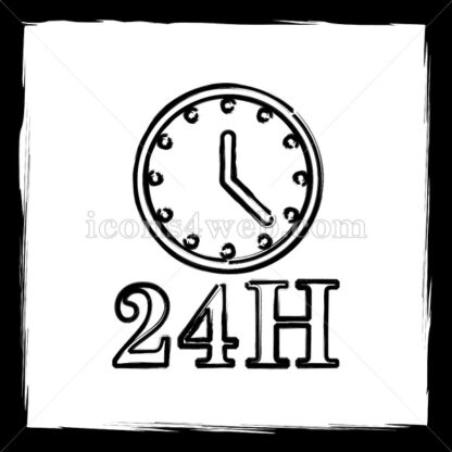 24H clock sketch icon. - Website icons
