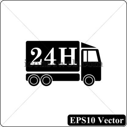24H delivery truck black icon. EPS10 vector. - Website icons